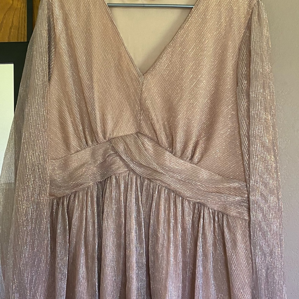 Maurices Metallic Long Sleeve blouse in Light Pink